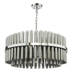 Imani 16 Light Pendant Polished Chrome and Smoked Ribbed Glass