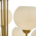 Indra Opal Glass Globe 9 Light Pendant Natural Brass