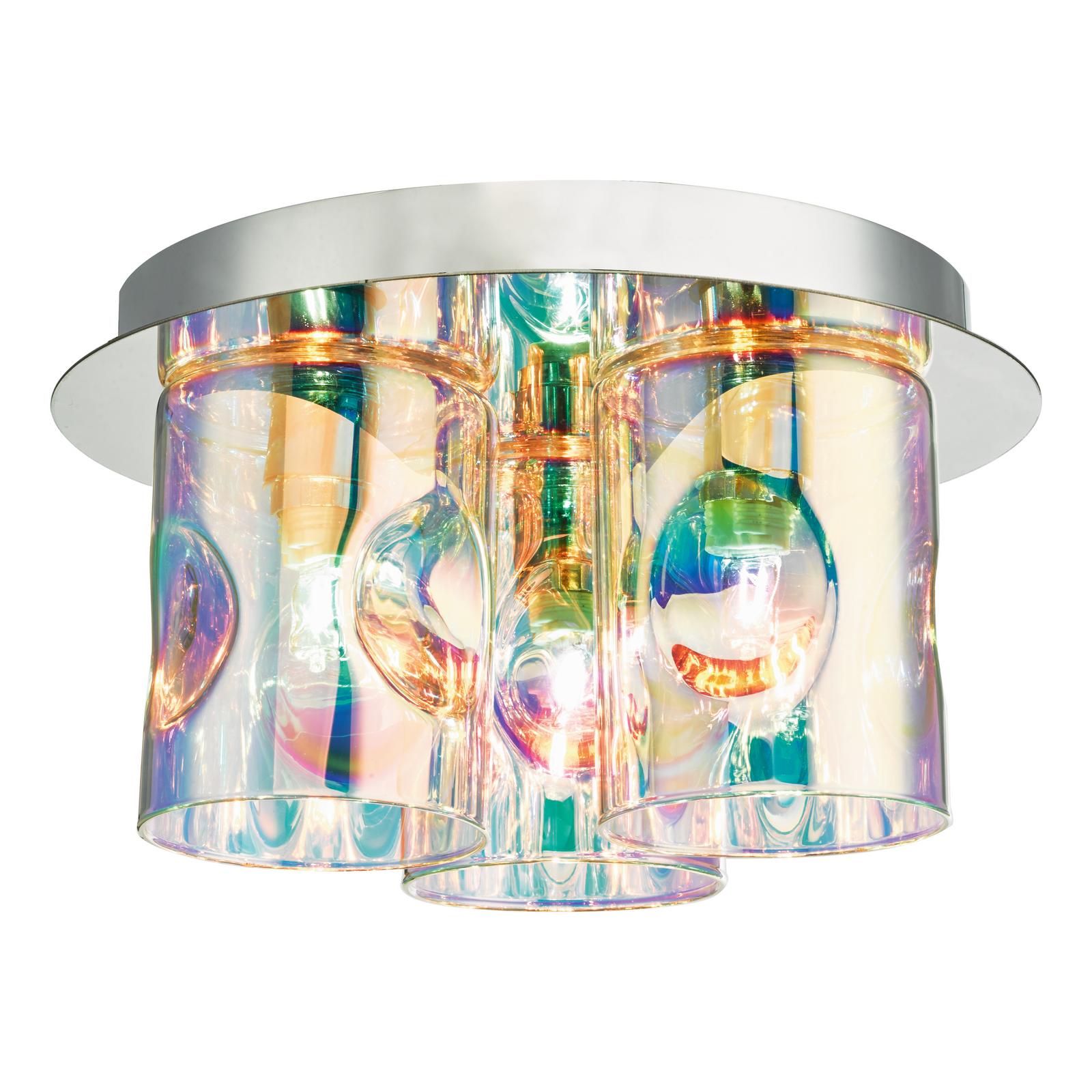 Inter 3 Light Flush Polished Chrome & Iridised Glass