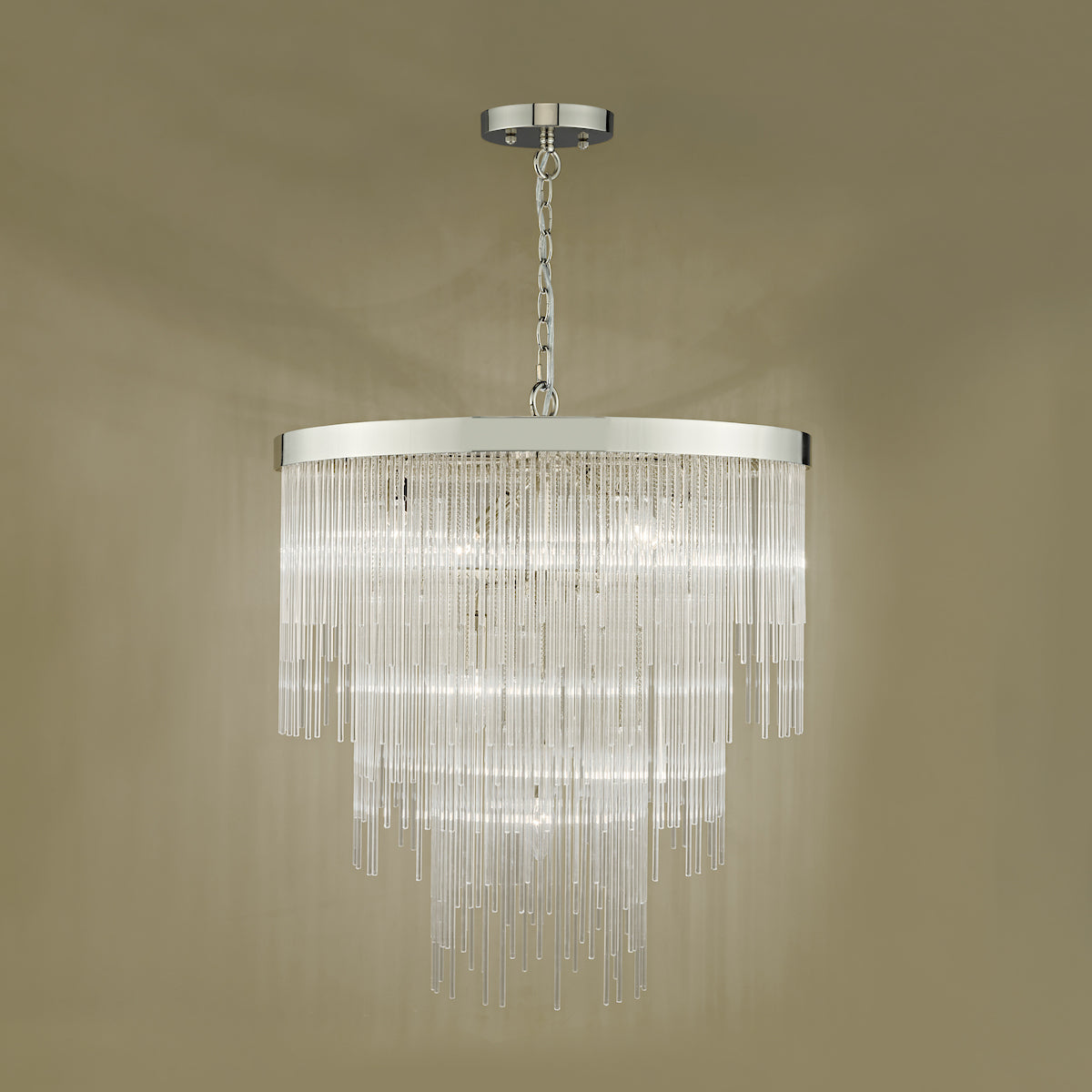 Isla 7lt Pendant Polished Chrome & Clear Glass Rods