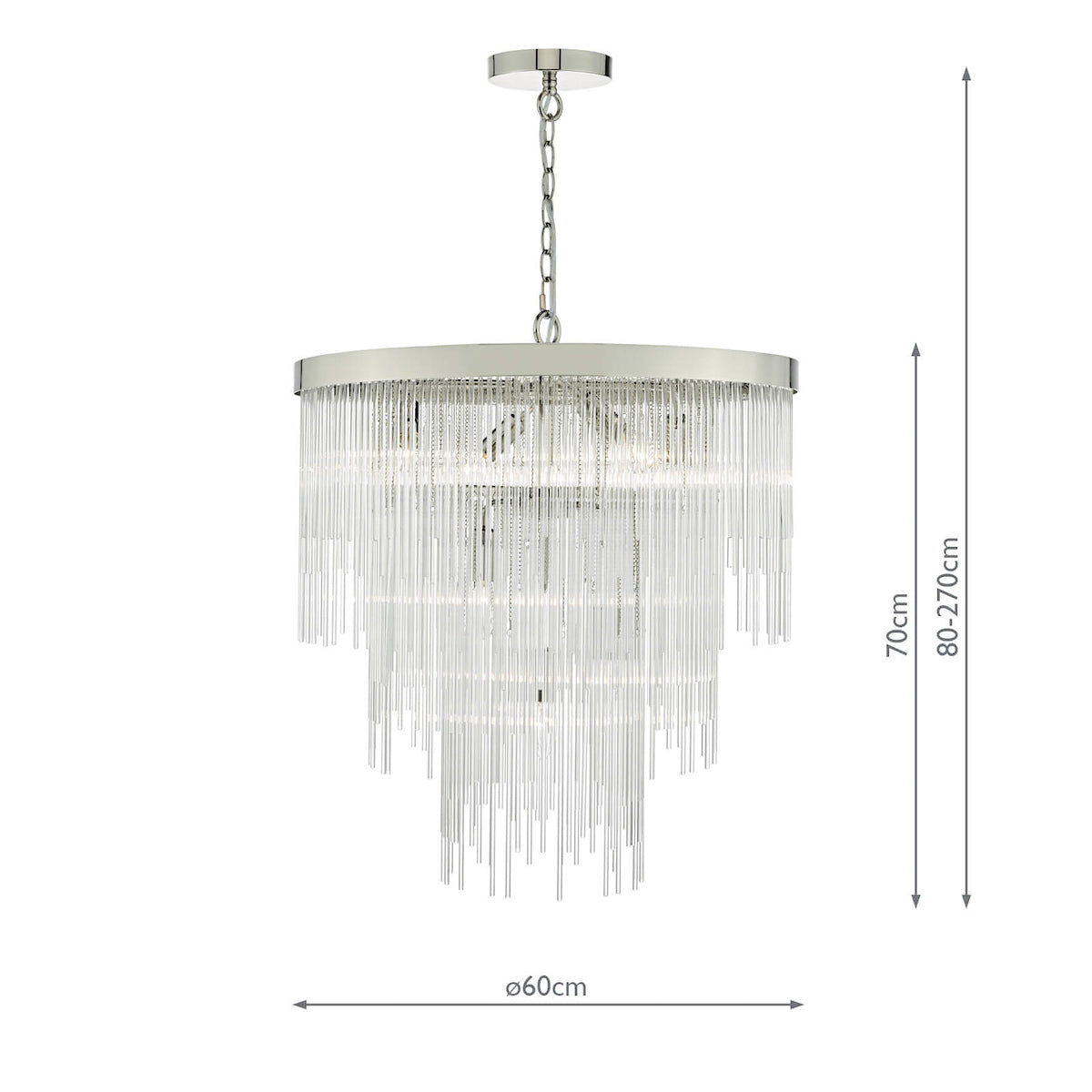 Isla 7lt Pendant Polished Chrome & Clear Glass Rods
