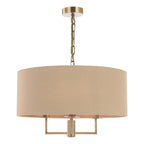 Jamelia 3 Light Shadelier Antique Brass Taupe Shade