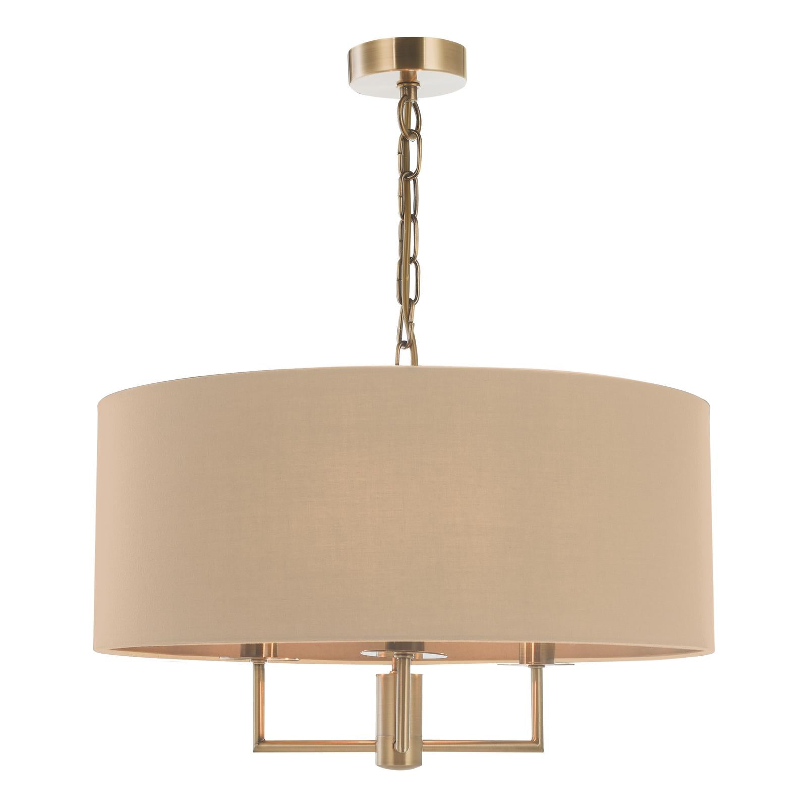 Jamelia 3 Light Shadelier Antique Brass Taupe Shade
