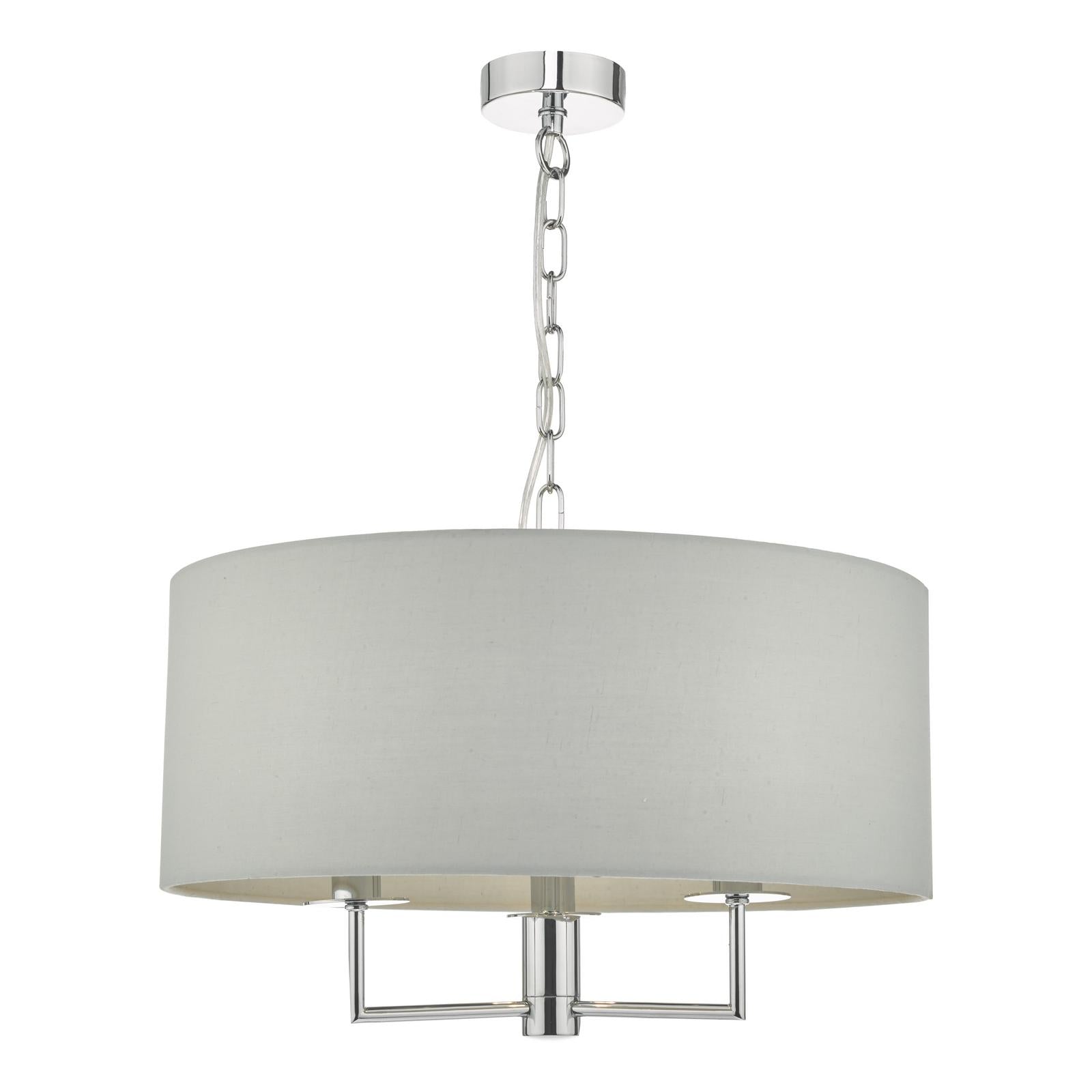 Jamelia 3 Light Pendant Polished Chrome & Grey