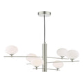 Jasper 6 Light Pendant Satin Nickel and Opal Glass
