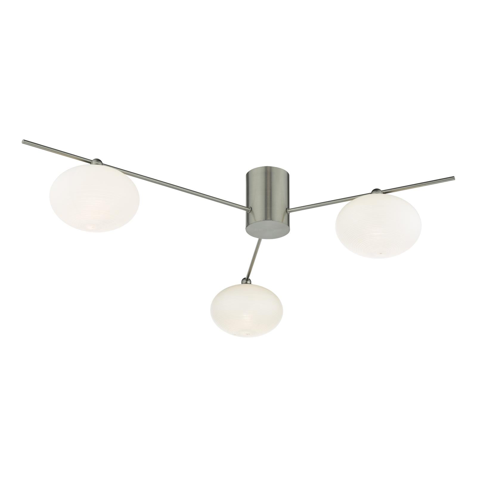 Jasper 3 Light Semi Flush Satin Nickel Opal glass