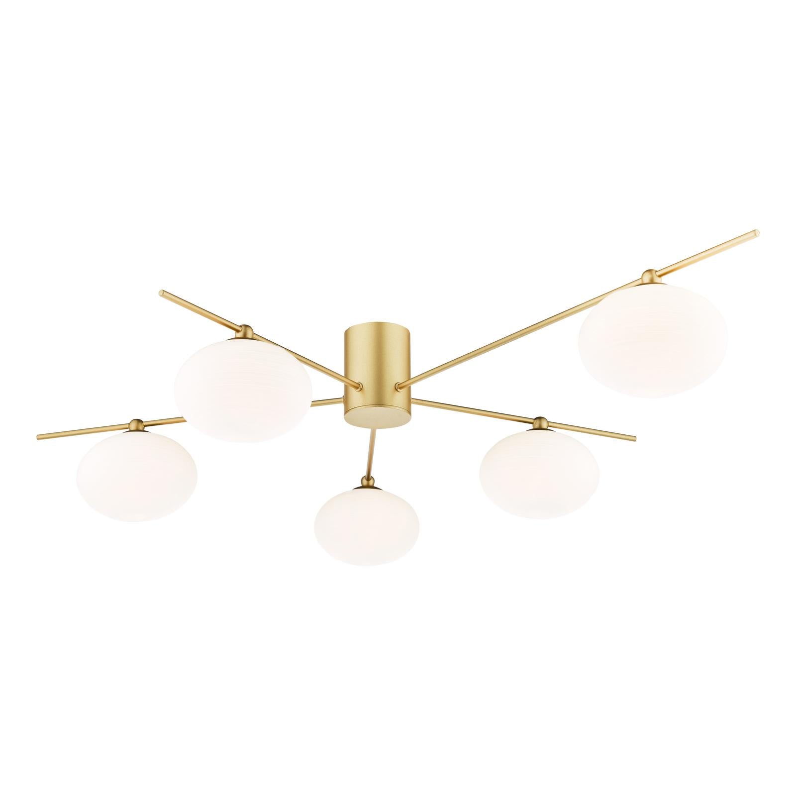 Jasper 5 Light Semi-Flush Satin Gold and Opal Glass