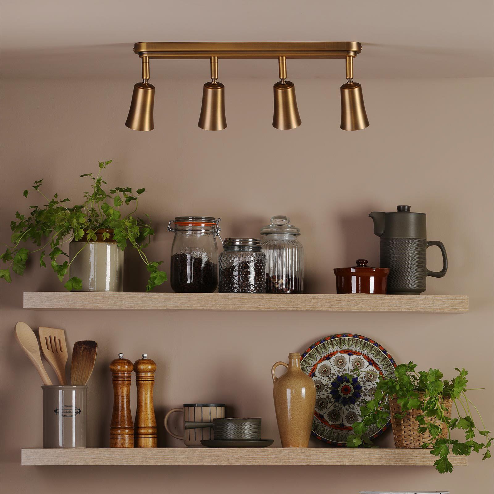 Jedrek 4 Light Bar Spotlight Aged Brass