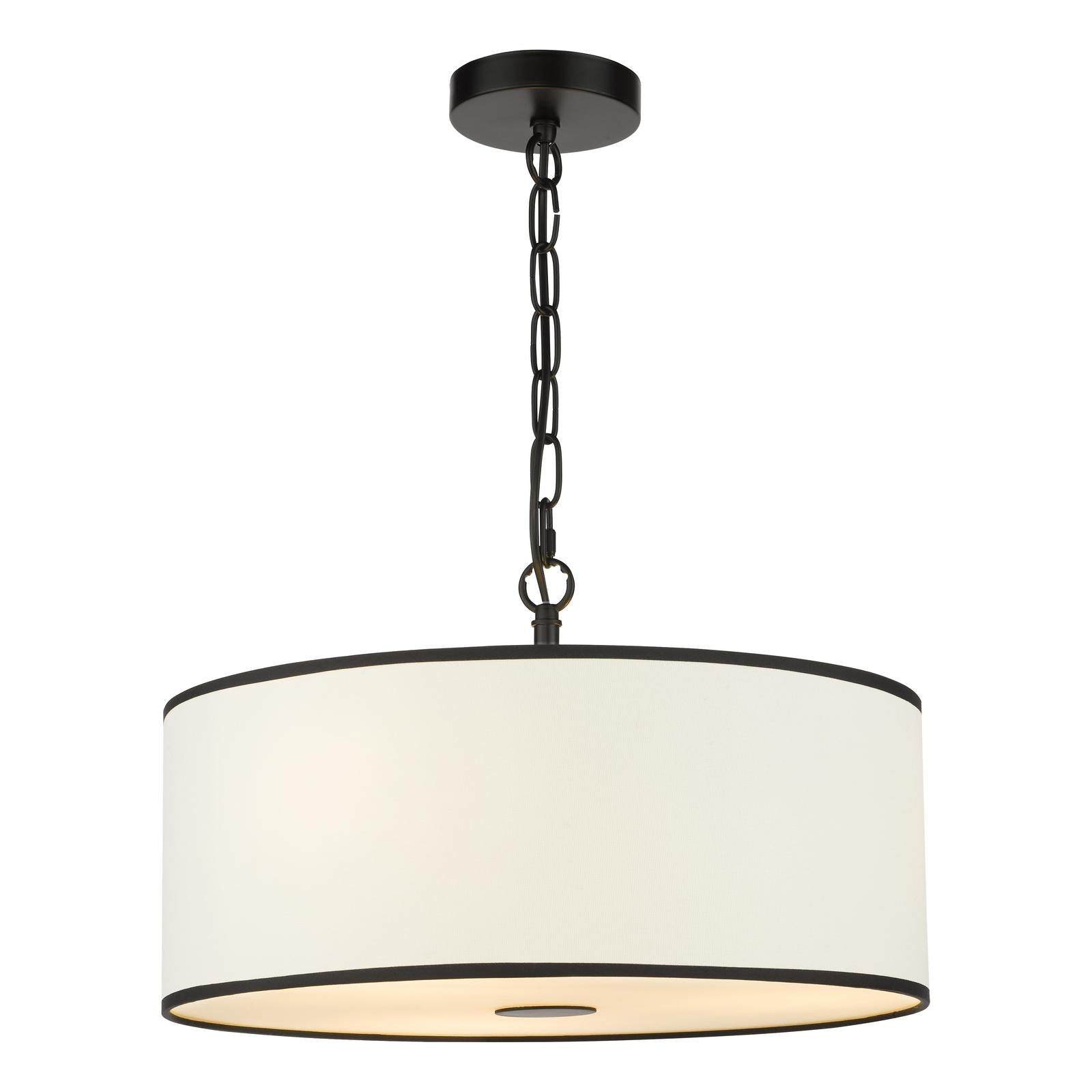 Jemima 3 Light Pendant White and Matt Black With Shade