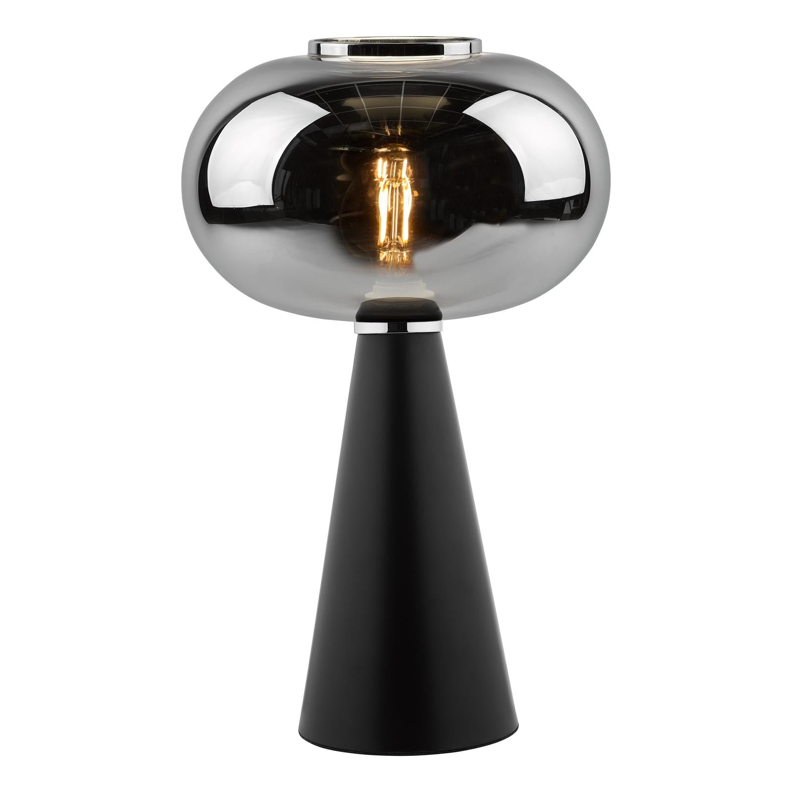 Jensen Table Lamps Smoked Glass Satin Black