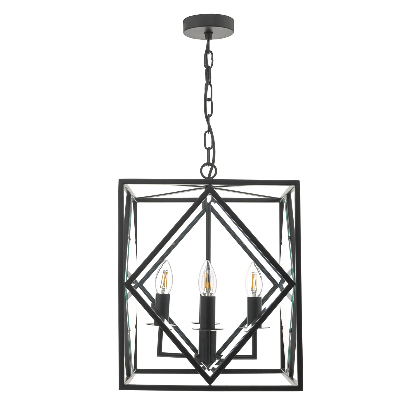 Jepsen 4 Light Lantern Black & Bevelled Edge Glass