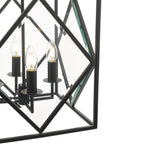 Jepsen 4 Light Lantern Black & Bevelled Edge Glass