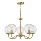Jocelyn 5 Light Armed Pendant Natural Brass and Glass
