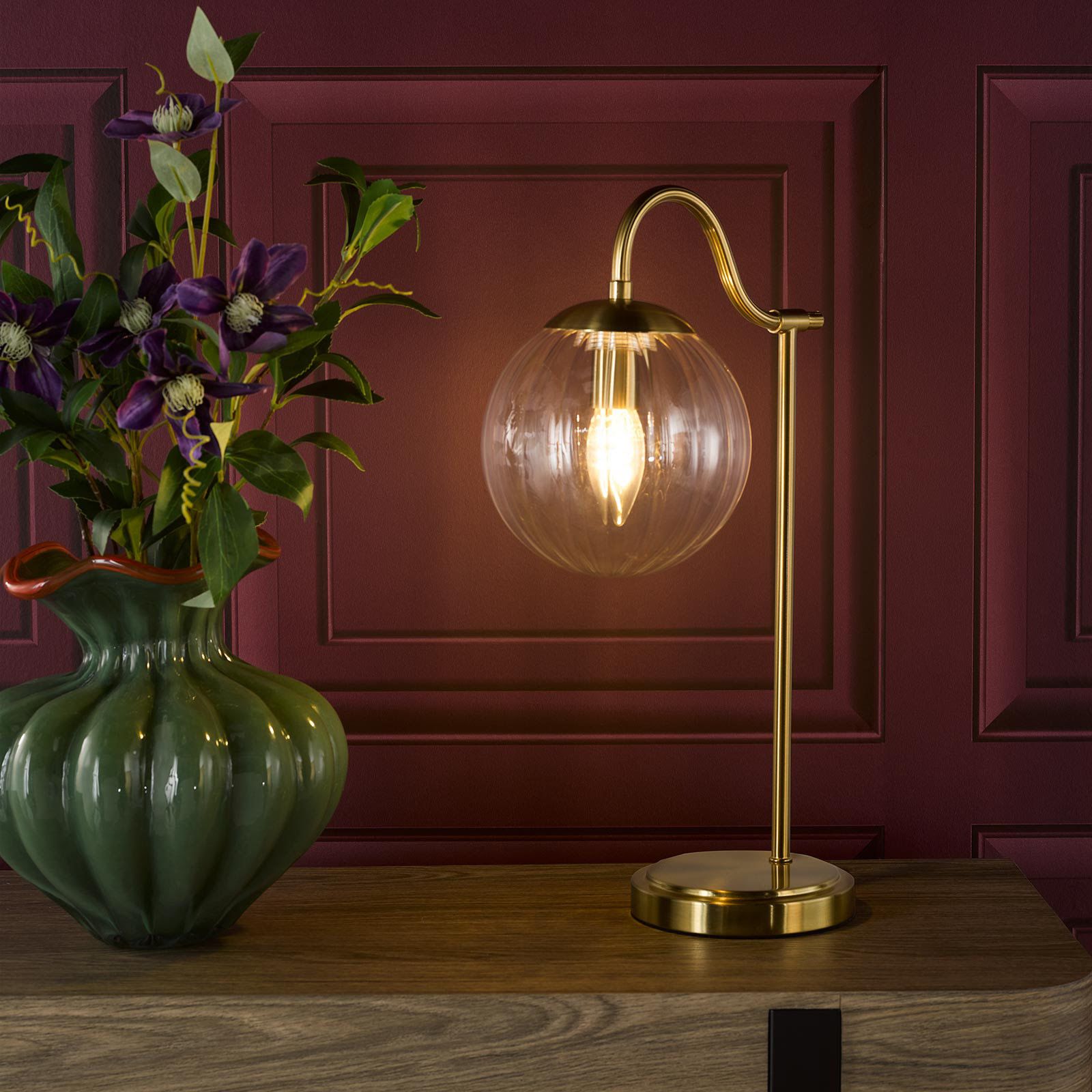 Jocelyn Table Lamp Natural Brass and Glass