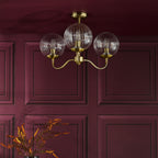 Jocelyn 3 Light Semi-Flush Natural Brass and Glass