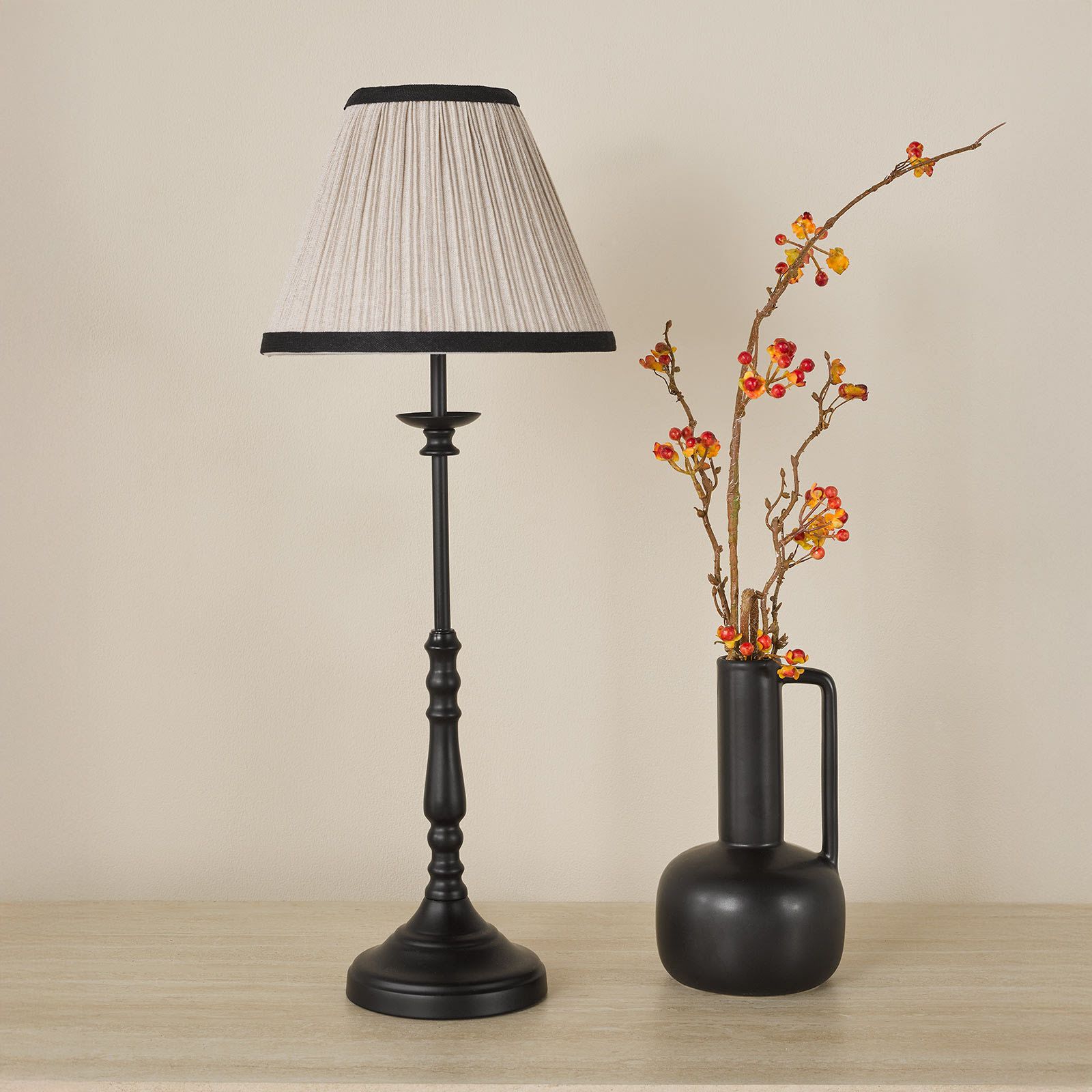 Judy Table Lamp Satin Black With Shade