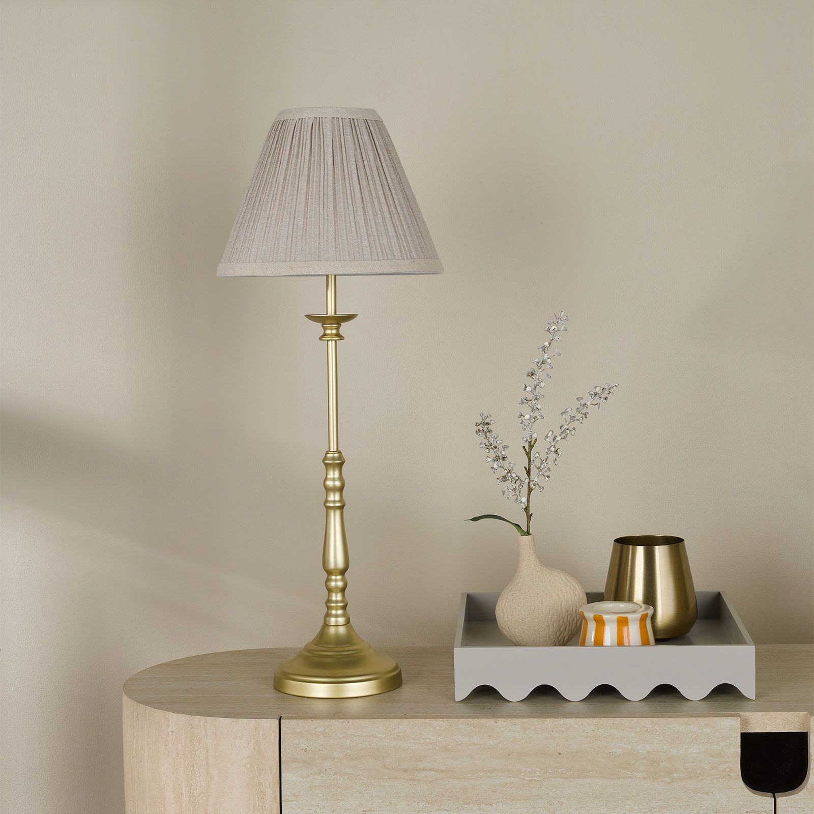 Judy Table Lamp Satin Gold With Shade
