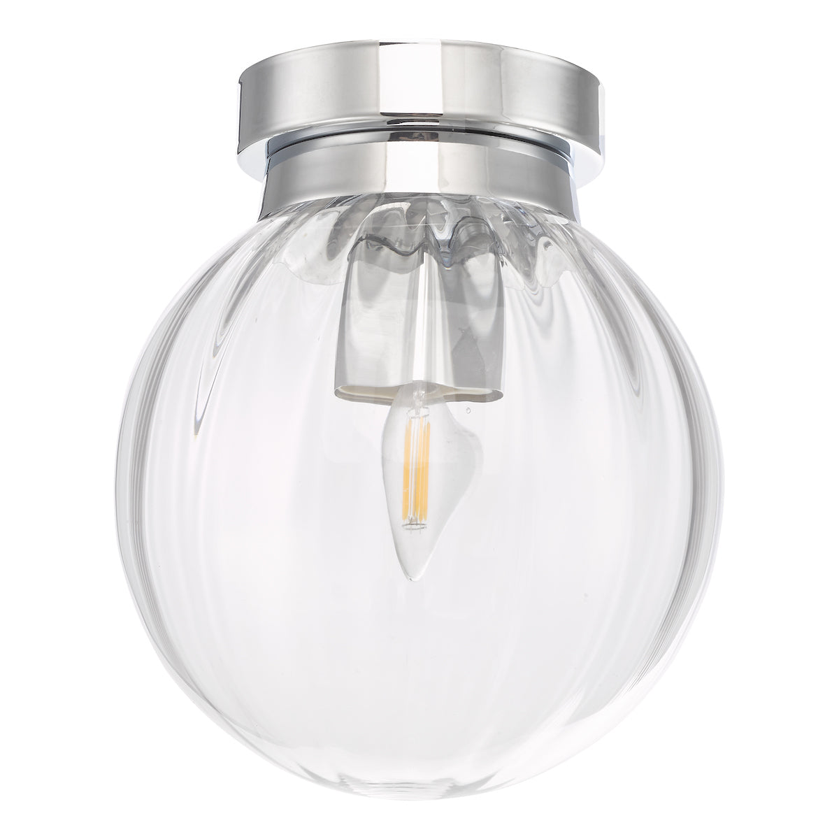 Kavi Bathroom Flush Polished Chrome Glass IP44