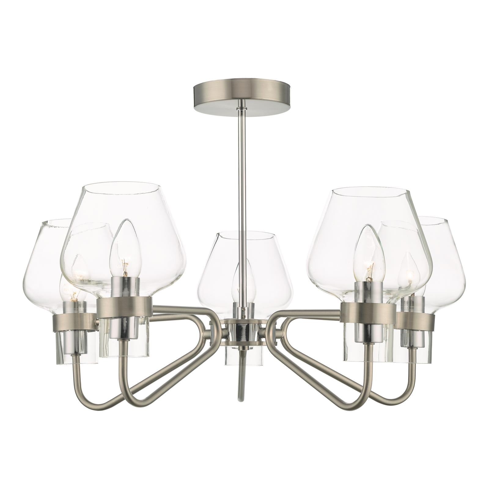Keta 5 Light Semi Flush Satin Chrome & Polished Chrome