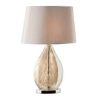 Kew 1-Light Gold Tinted Glass Table Lamp with Mink Faux Silk Shade