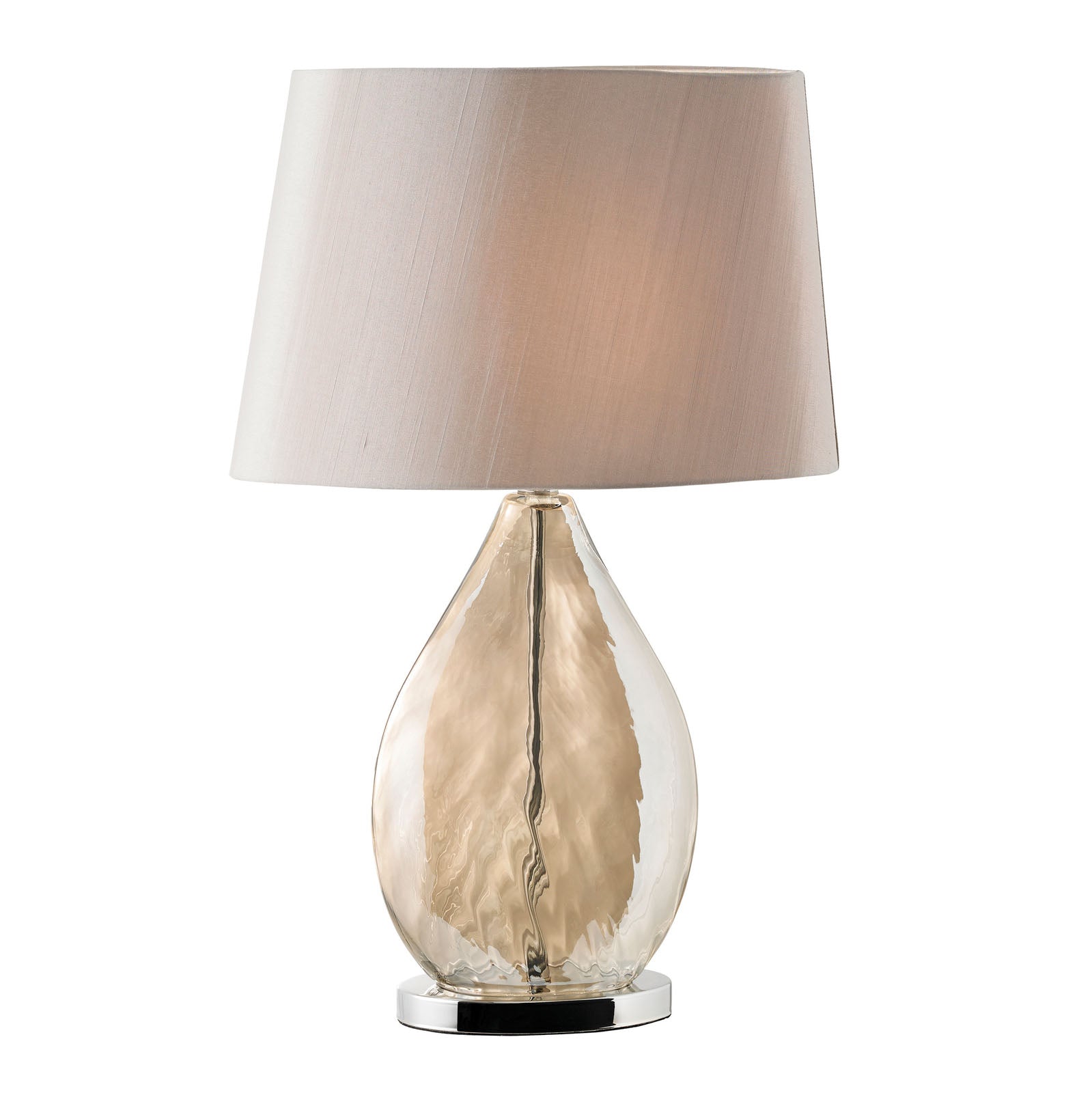 Kew 1-Light Gold Tinted Glass Table Lamp with Mink Faux Silk Shade
