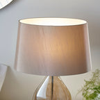 Kew 1-Light Gold Tinted Glass Table Lamp with Mink Faux Silk Shade