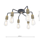 Kiefer 6 Light Flush Black & Antique Brass