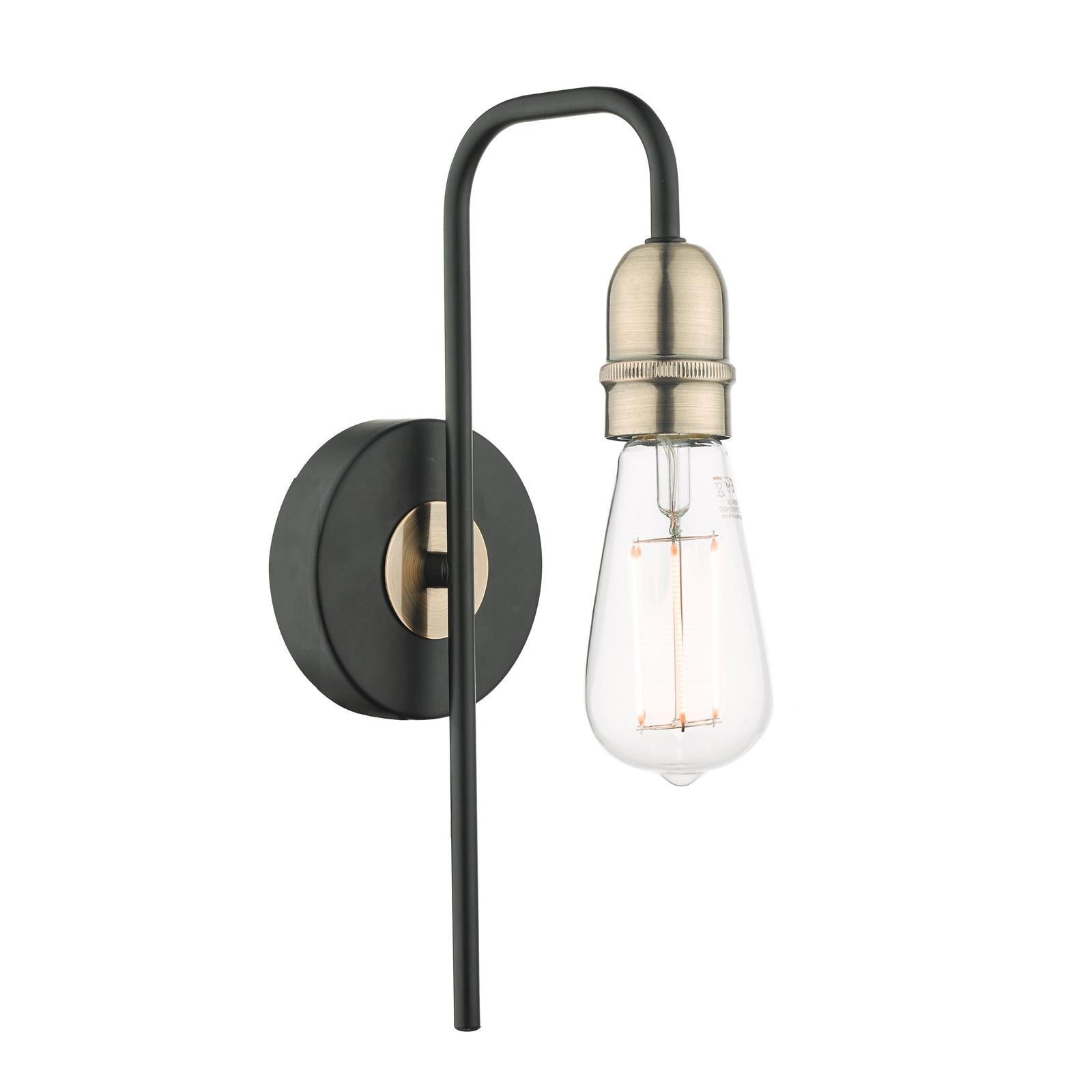 Kiefer Wall Light Black & Antique Brass