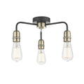 Kiefer 3 Light Flush Black & Antique Brass