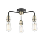 Kiefer 3 Light Flush Black & Antique Brass