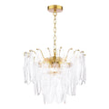 Kimmia 6 Light Pendant Natural Brass and Textured Glass