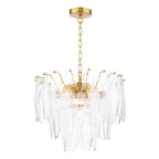 Kimmia 6 Light Pendant Natural Brass and Textured Glass