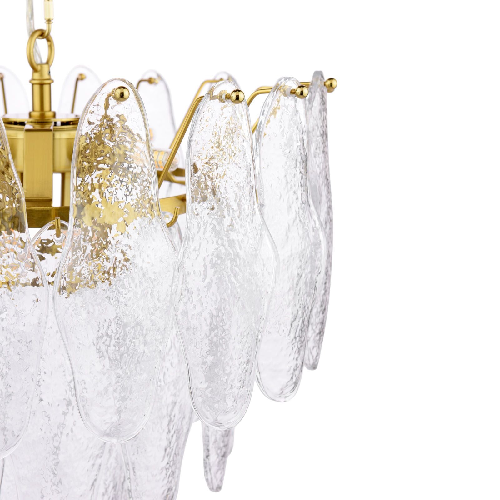 Kimmia 6 Light Pendant Natural Brass and Textured Glass