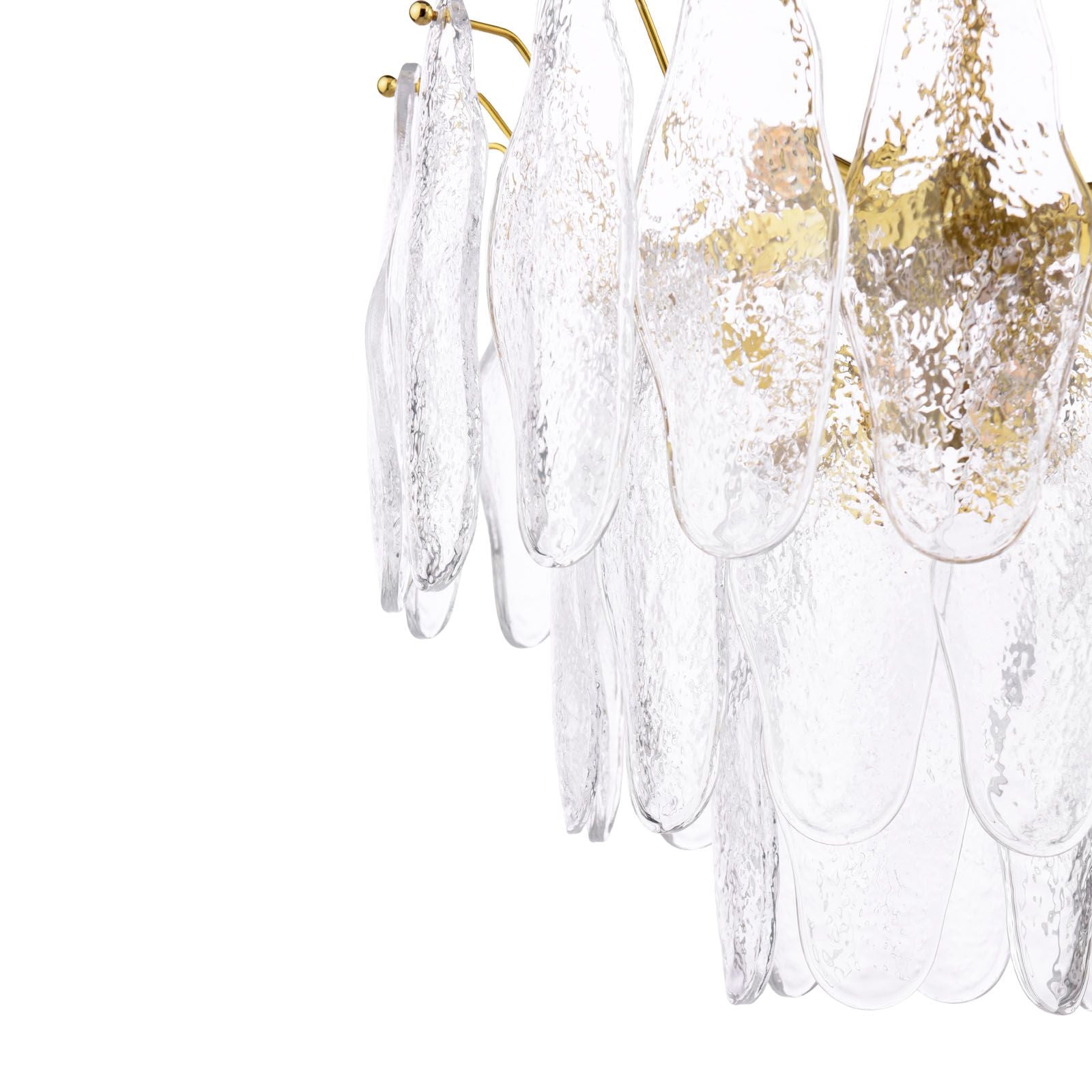 Kimmia 6 Light Pendant Natural Brass and Textured Glass