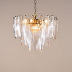 Kimmia 6 Light Pendant Natural Brass and Textured Glass