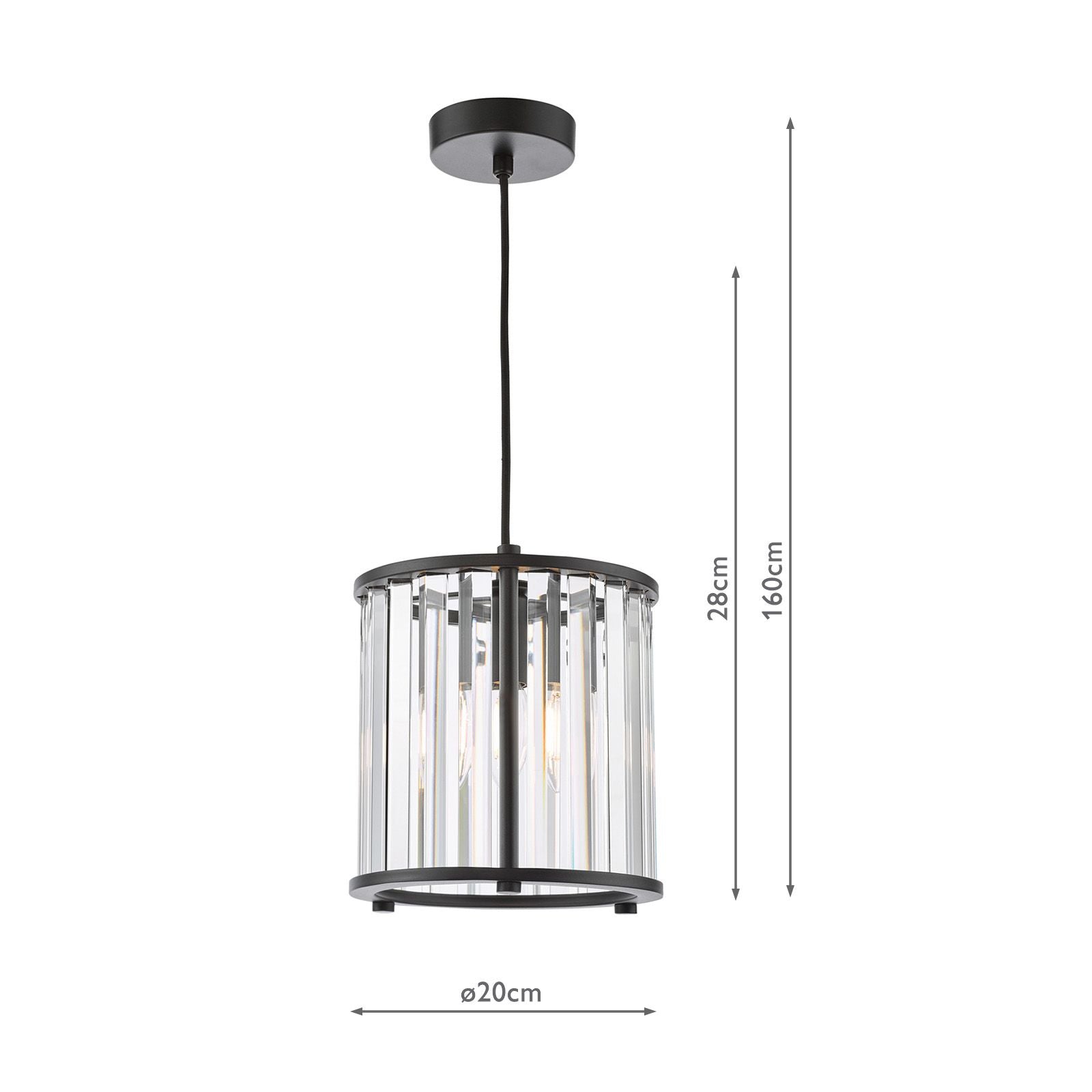 Kiran Pendant Satin Black and Crystal