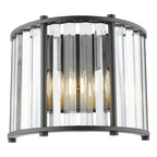 Kiran 2 Light Wall Light Satin Black and Crystal