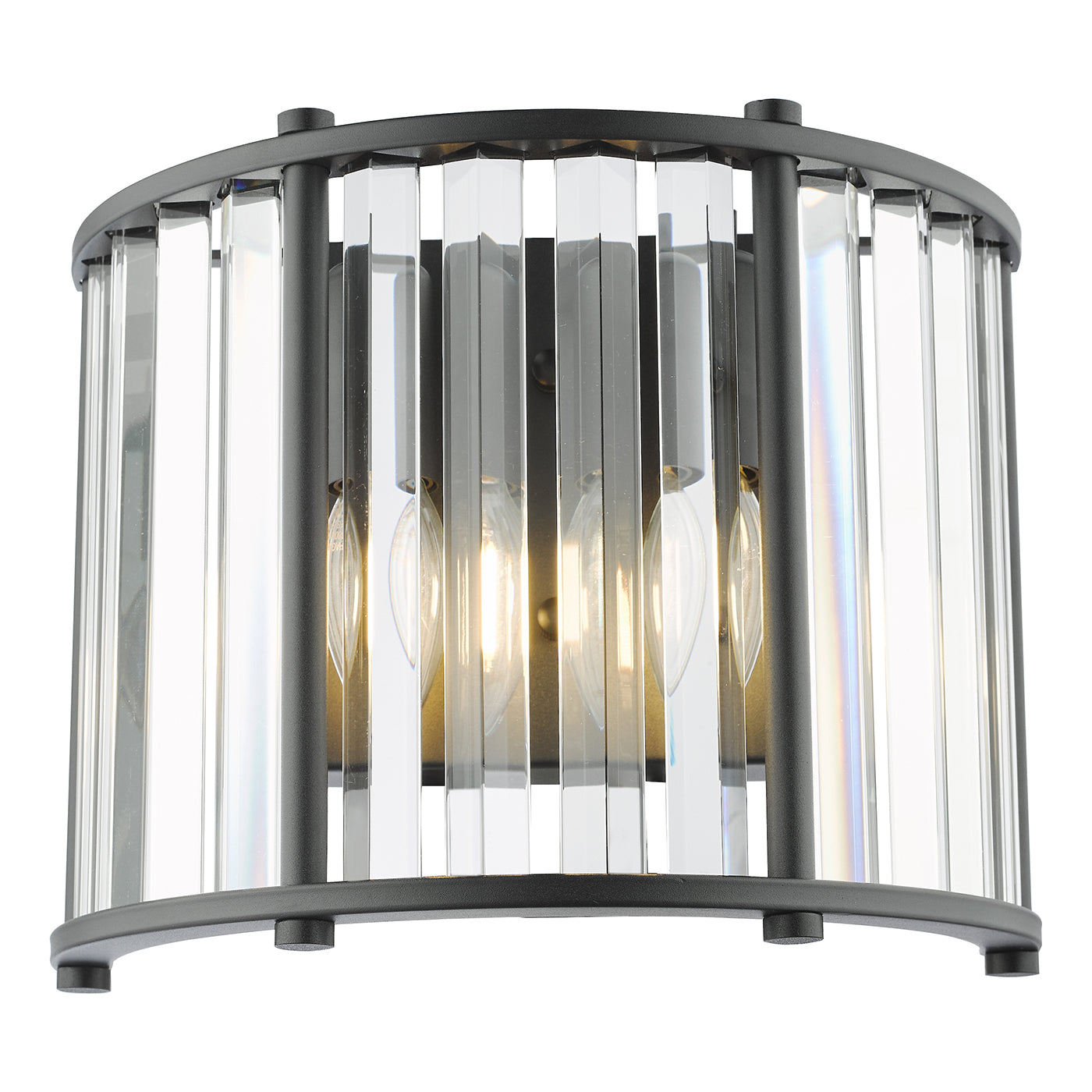Kiran 2 Light Wall Light Satin Black and Crystal