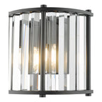 Kiran 2 Light Wall Light Satin Black and Crystal