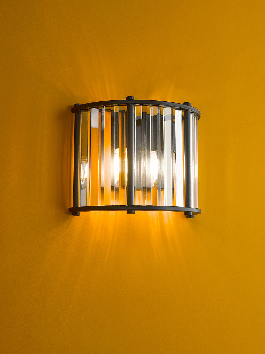 Kiran 2 Light Wall Light Satin Black and Crystal