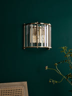 Kiran 2 Light Wall Light Natural Brass and Crystal