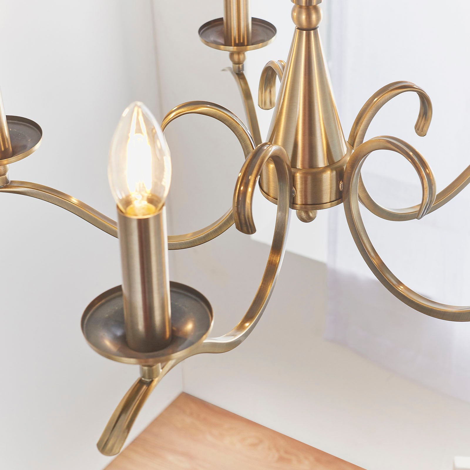 Kora 5-Light Adjustable Antique Brass Chandelier