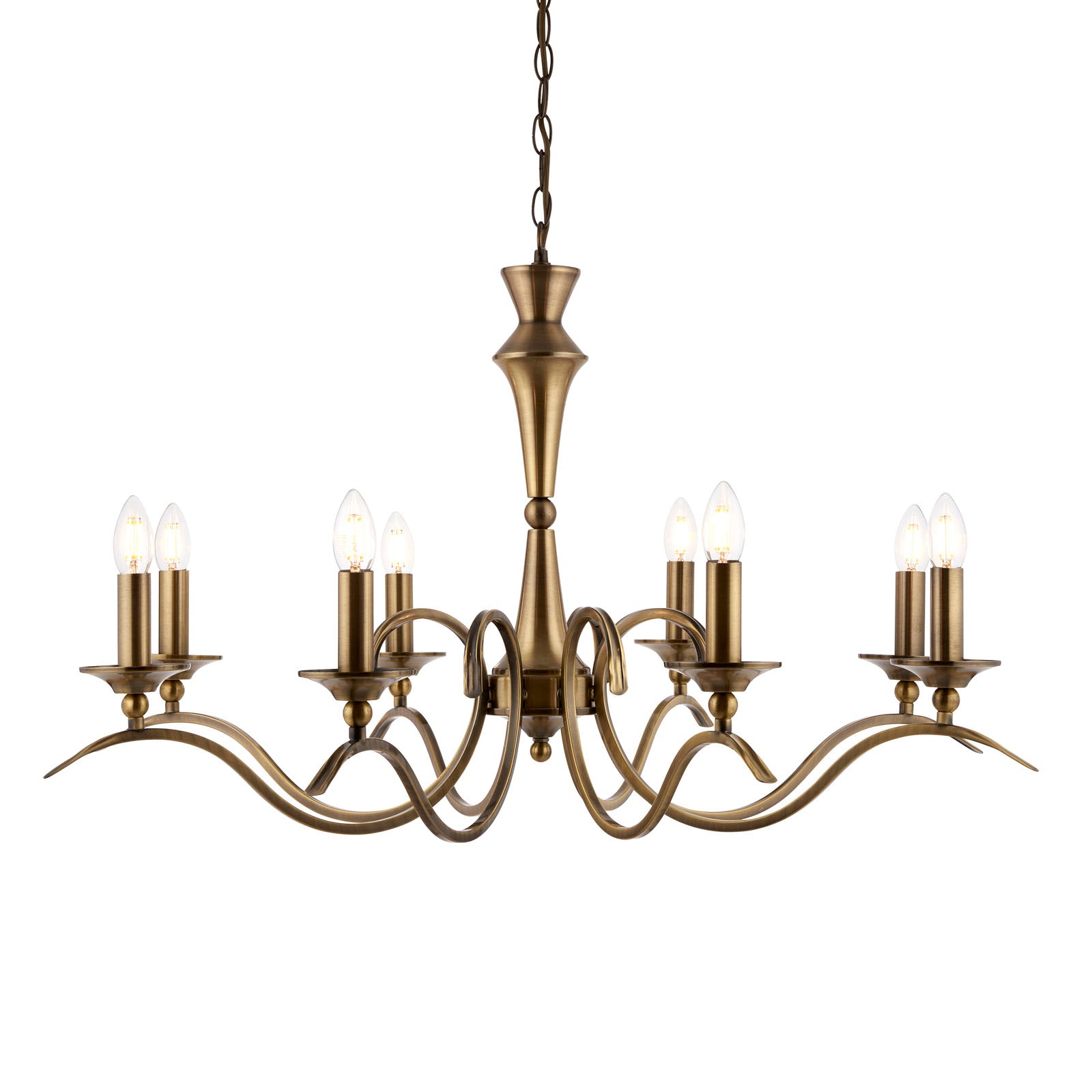 Kora 8-Light Adjustable Antique Brass Chandelier