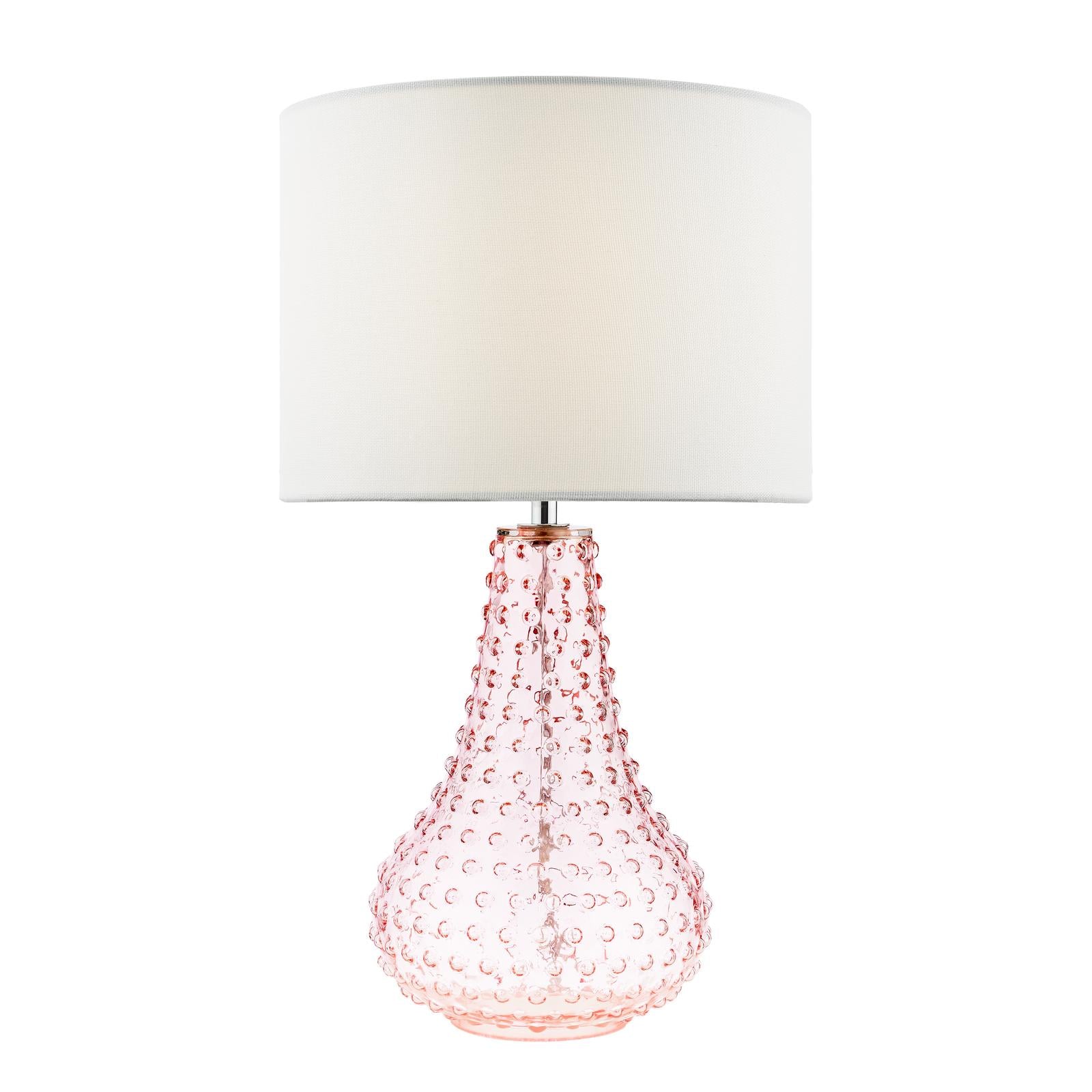 Kristina Table Lamp Pink Glass With Shade