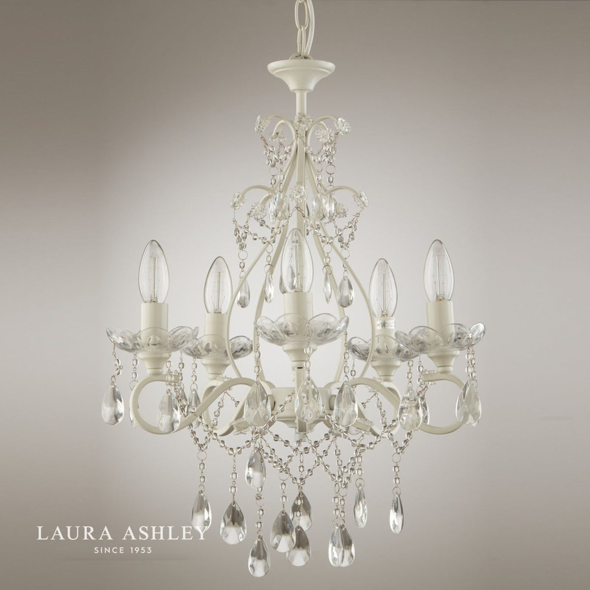 Laura Ashley Shamley 5lt Chandelier Matt White Glass
