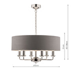Laura Ashley Sorrento 6 Light Pendant Polished Nickel With Charcoal Shade