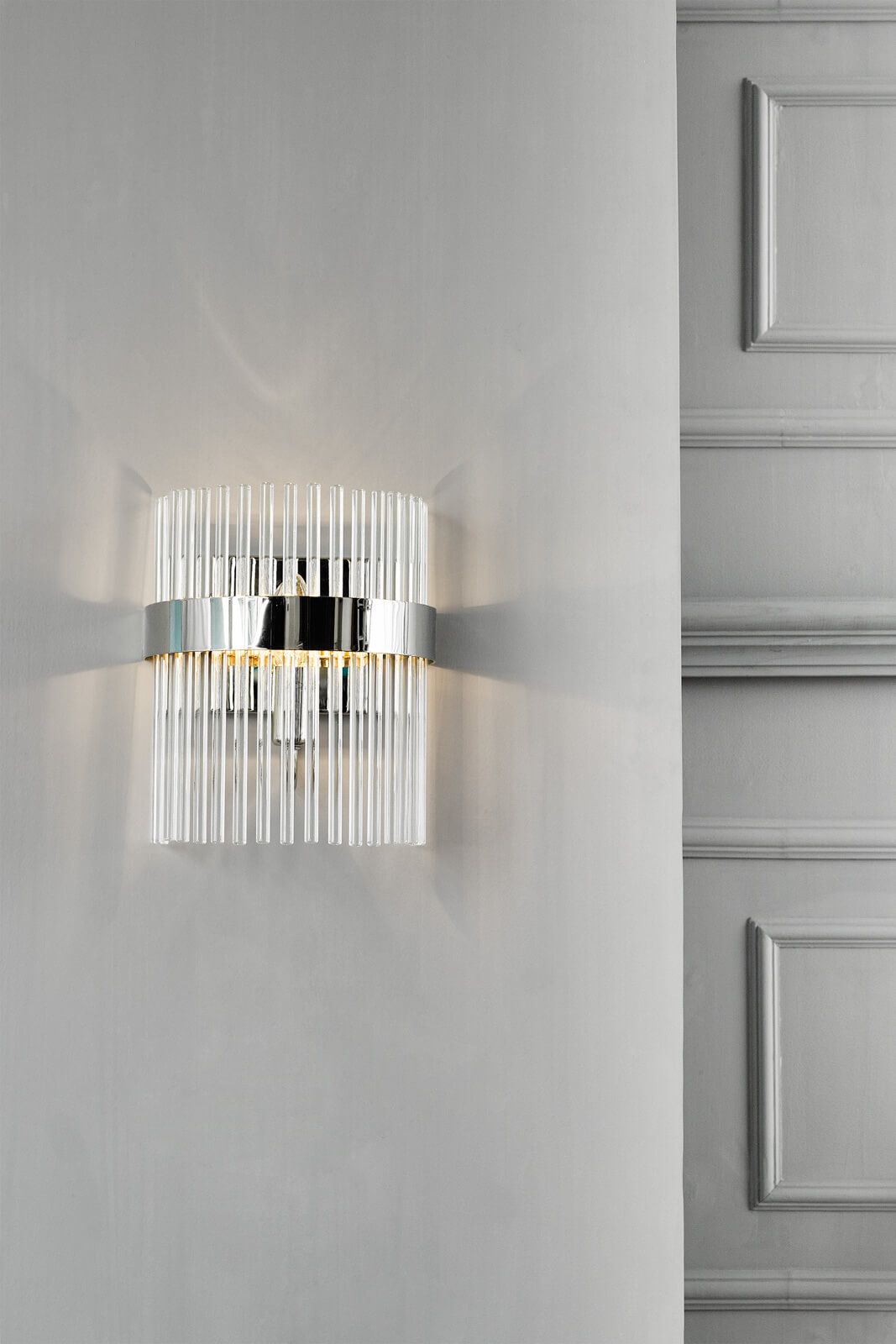 Laura Ashley Alexa Wall Light Glass and Polished Nickel