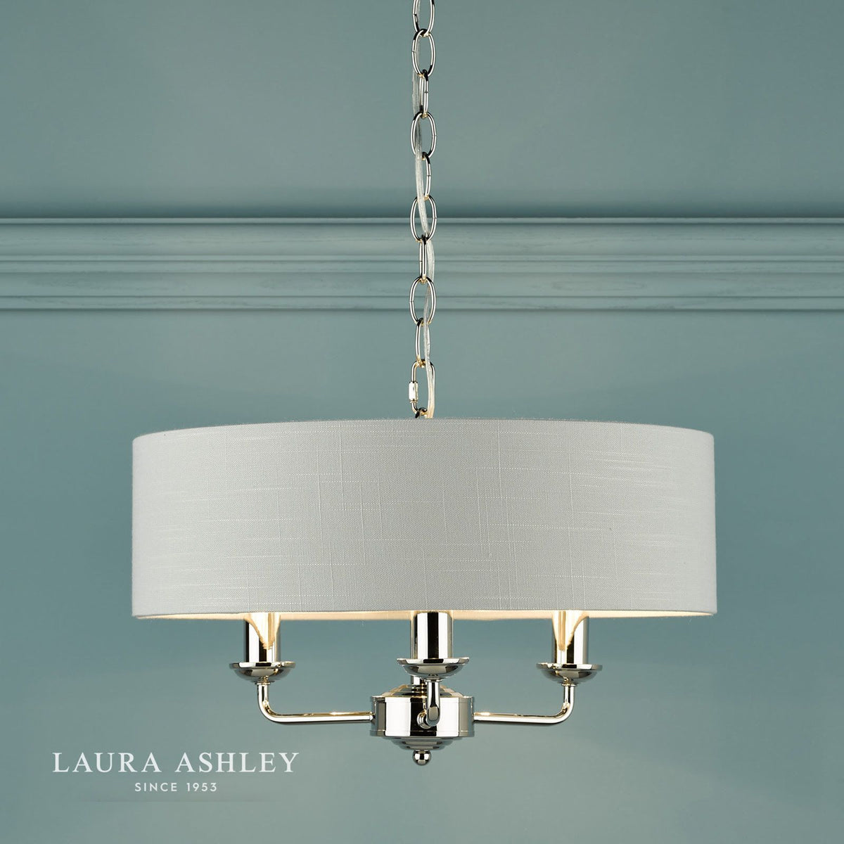 Laura Ashley Sorrento 3 Light Pendant Polished Nickel With Silver Shade
