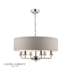Laura Ashley Sorrento 6 Light Pendant Polished Nickel With Silver Shade