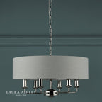 Laura Ashley Sorrento 6 Light Pendant Polished Nickel With Silver Shade
